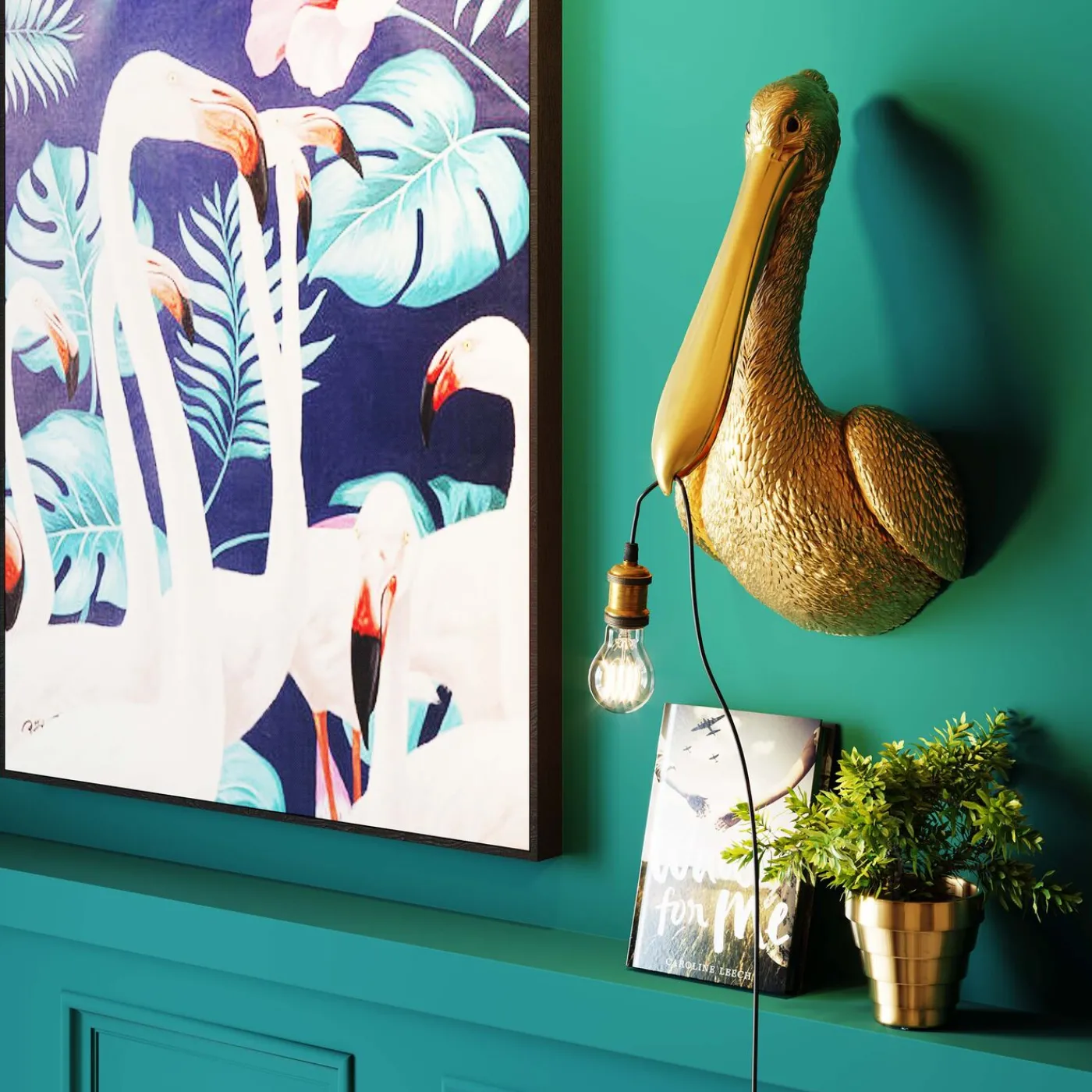 KARE Design Applique Animal Spoonbill Dore 29X62Cm