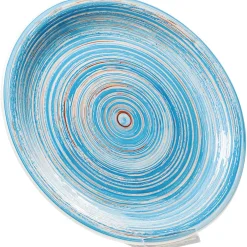 KARE Design Assiette Swirl Blue O27Cm