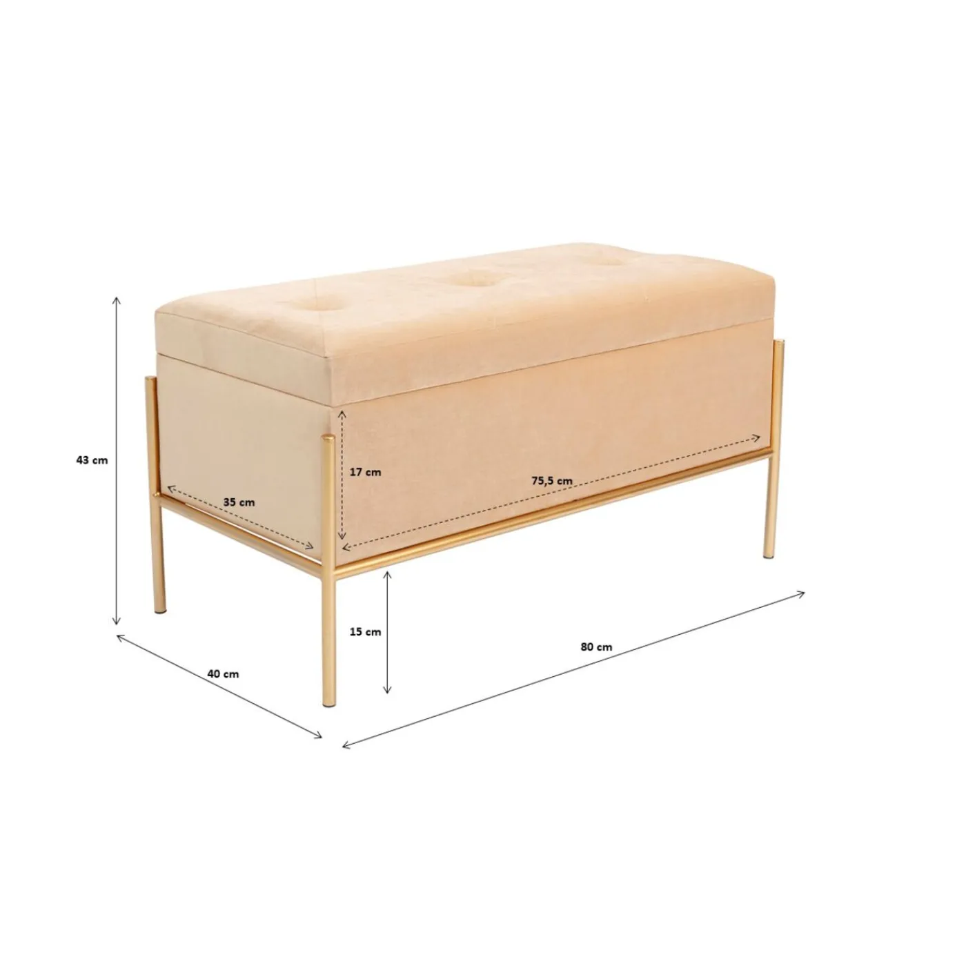 KARE Design Banquette Buttons Storage Beige Pm