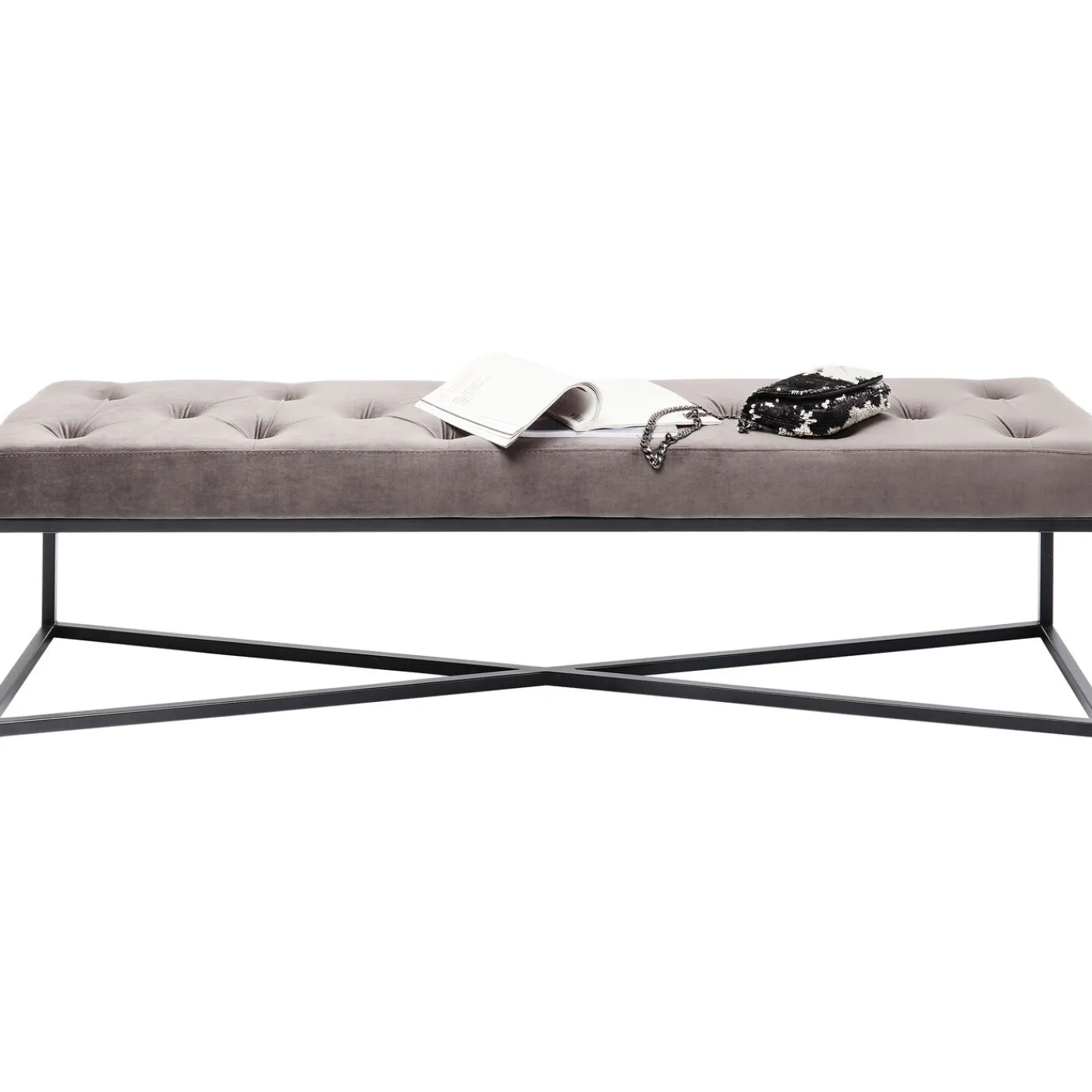 KARE Design Banquette Crossover Gris Noir 150X40Cm