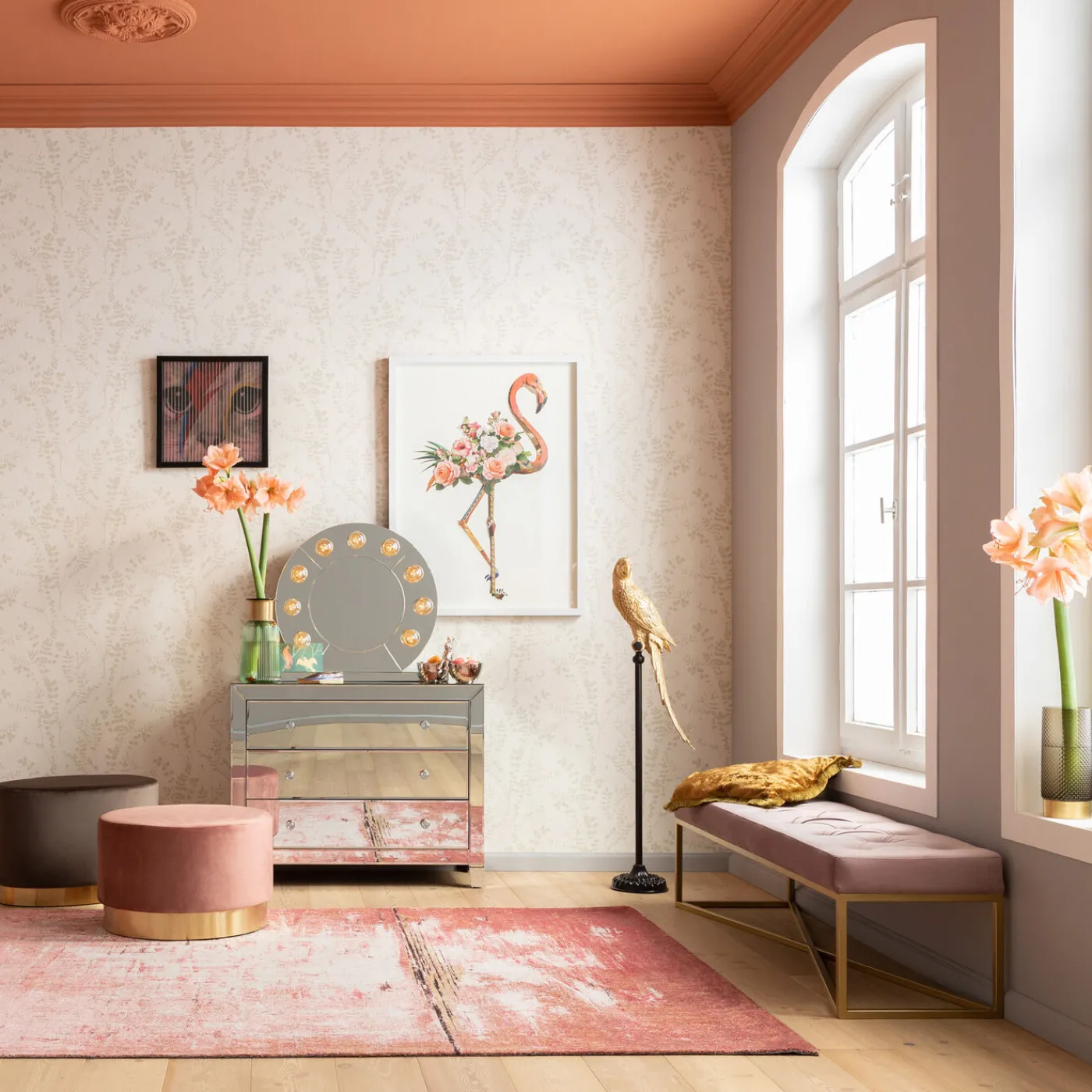 KARE Design Banquette Crossover Rose Laiton 150X40Cm