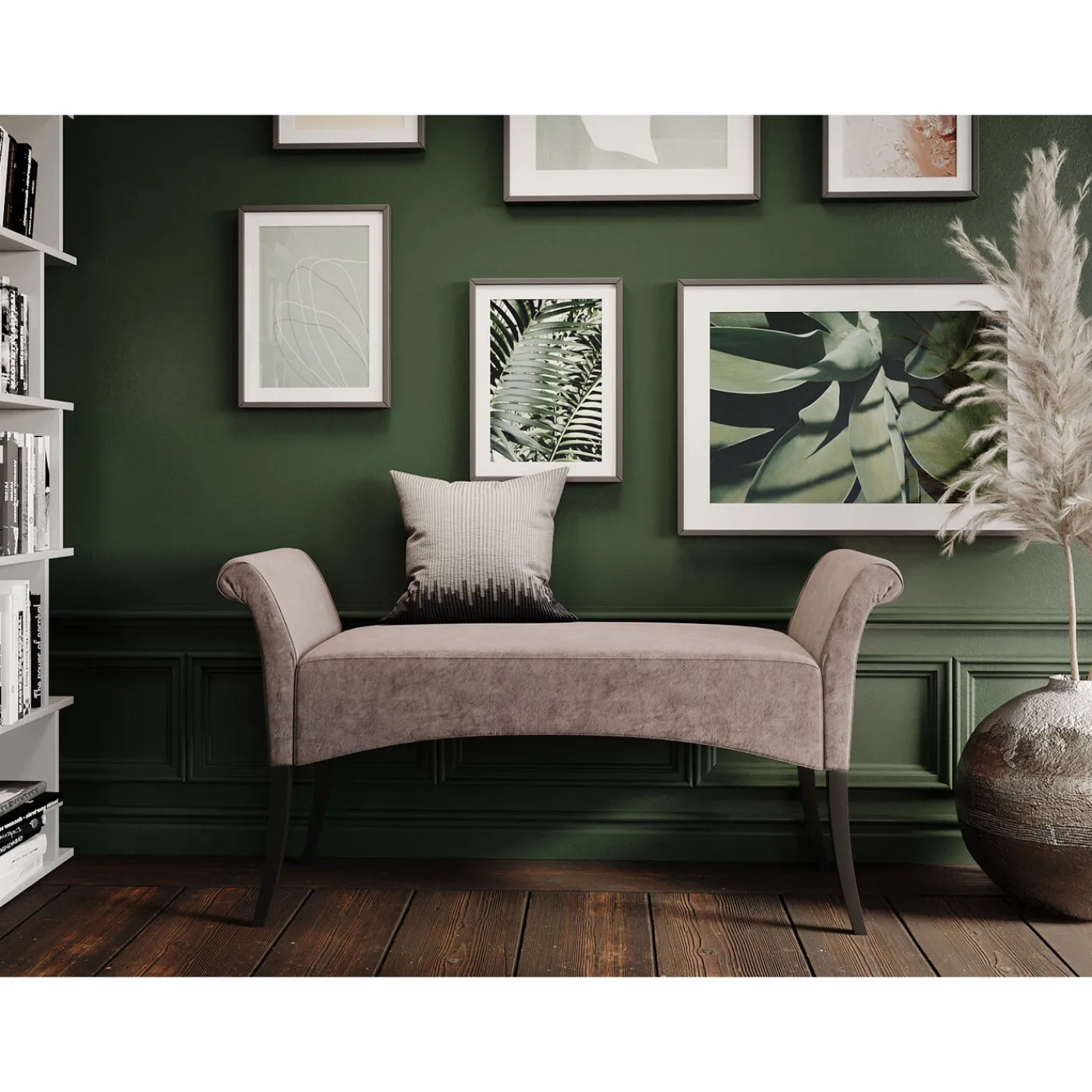 KARE Design Banquette Motley Velvet Silvergrey