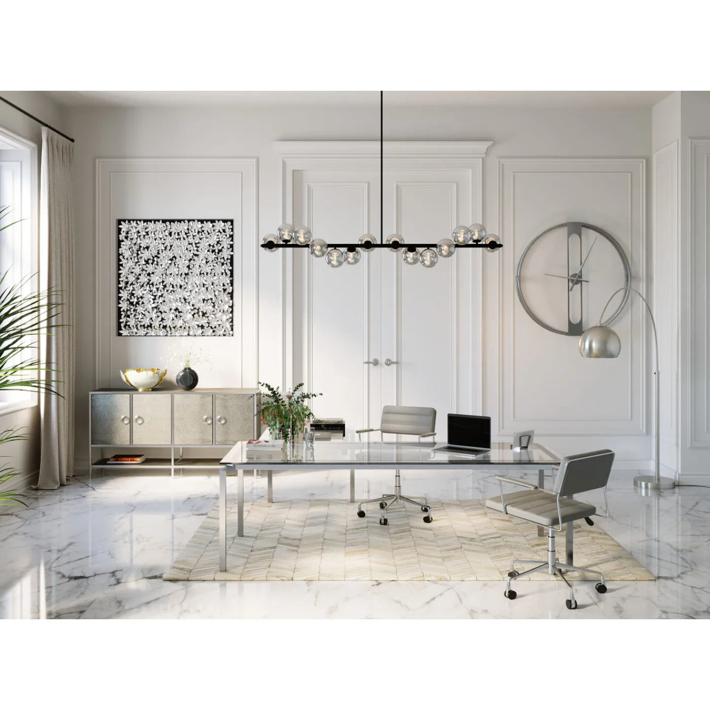 KARE Design Cadre Décoratif Silver Flower 100X100Cm