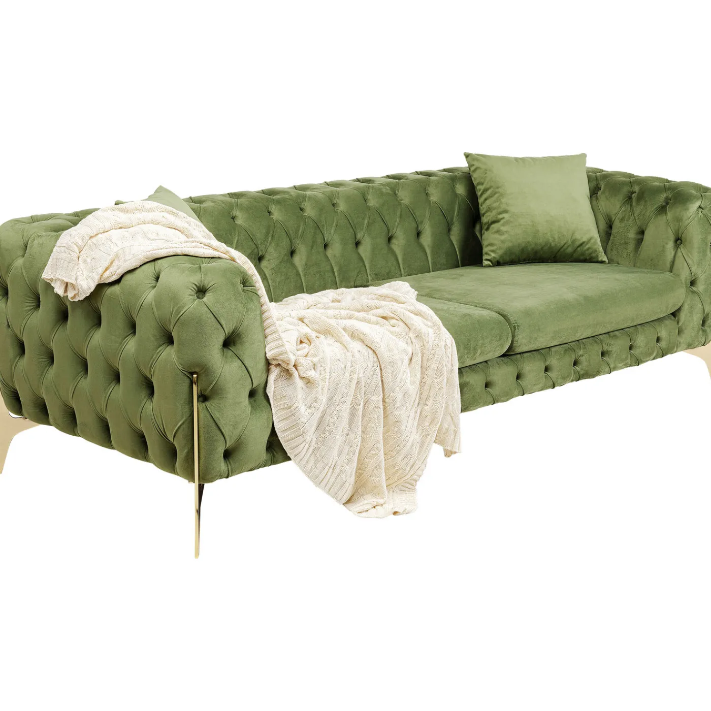 KARE Design Canapés Bellissima 3-Places Velours Vert 240Cm