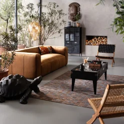 KARE Design Canapés Cubetto 3-Places Velours Marron 220Cm