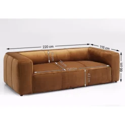 KARE Design Canapés Cubetto 3-Places Velours Marron 220Cm