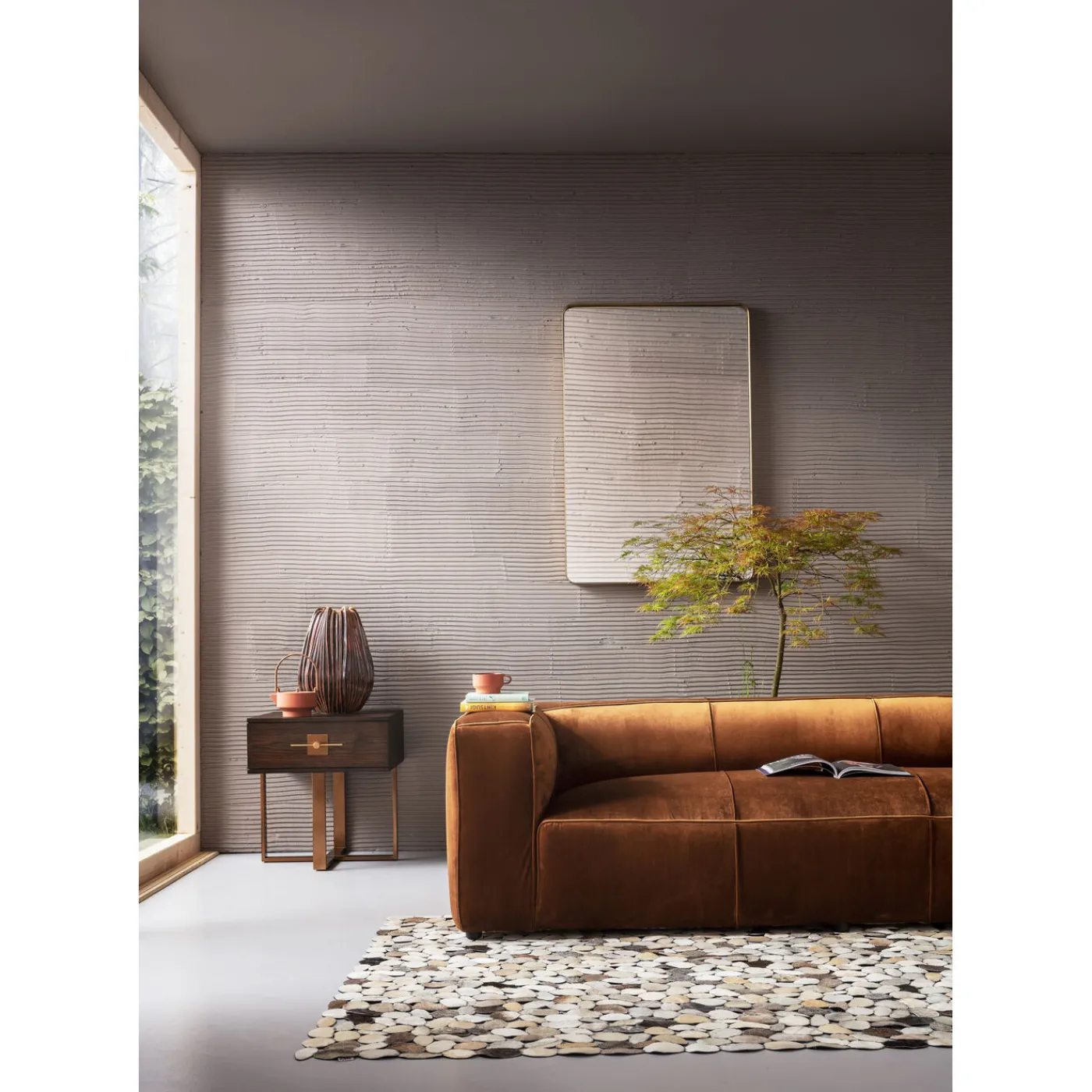 KARE Design Canapés Cubetto 3-Places Velours Marron 220Cm