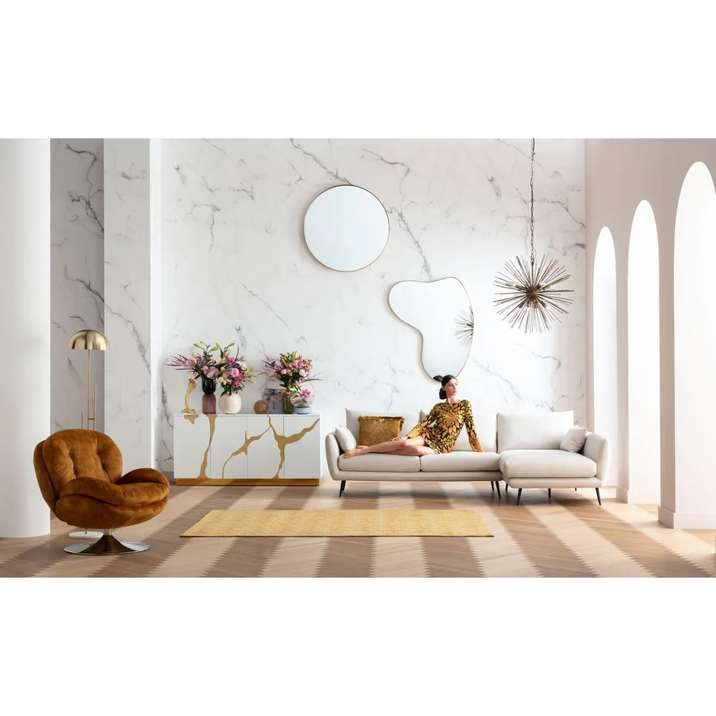 KARE Design Canapés D Angle Amalfi Droite Creme 275Cm