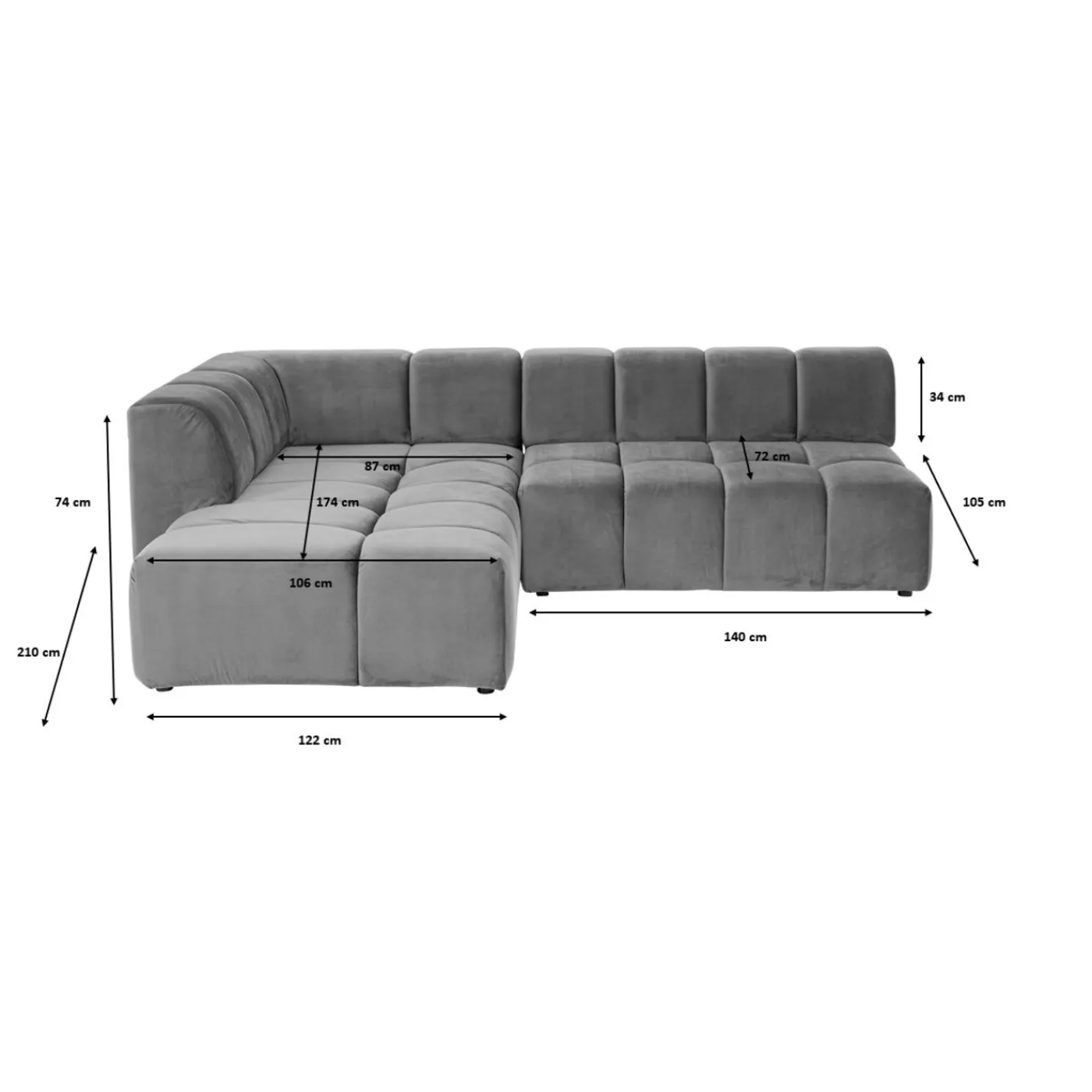 KARE Design Canapés D Angle Belami Velvet Gris Gauche