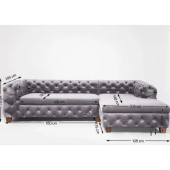 KARE Design Canapés D Angle Desire Velvet Grey Droite