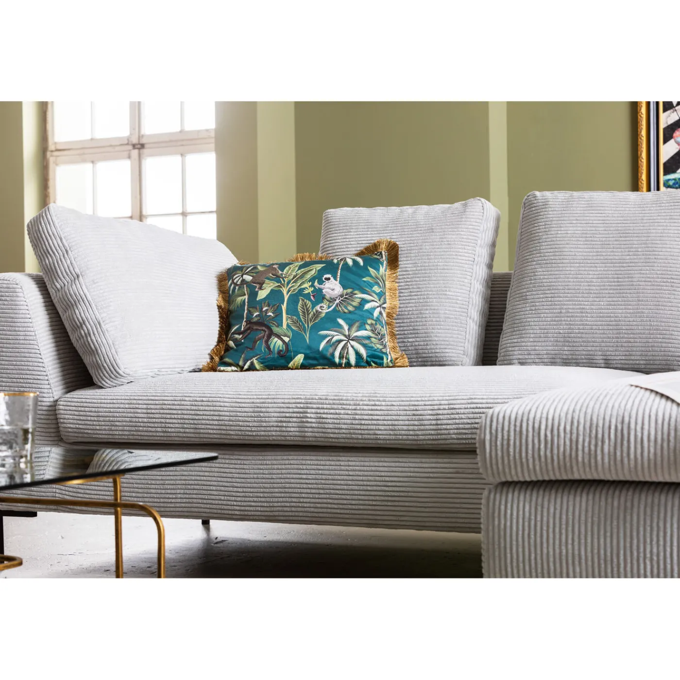 KARE Design Canapés D Angle Gianni Cord Gris Droite