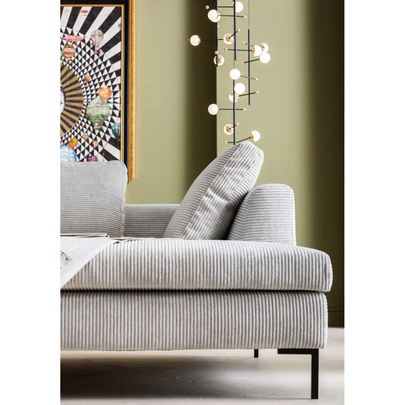 KARE Design Canapés D Angle Gianni Cord Gris Droite