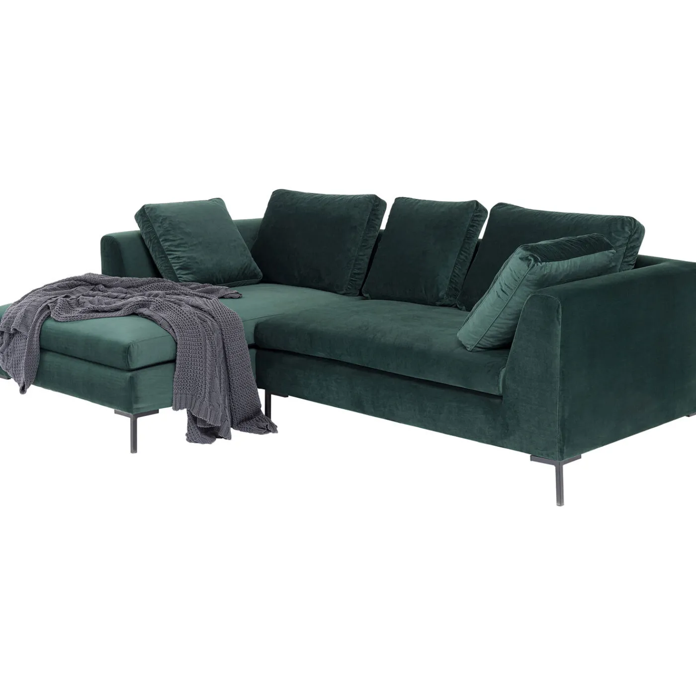 KARE Design Canapés D Angle Gianni Pm Velours Vert Fonce Gauche
