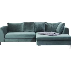 KARE Design Canapés D Angle Gianni Velours Vert Droite Noir