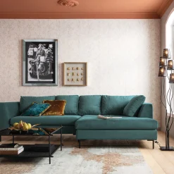 KARE Design Canapés D Angle Gianni Velours Vert Gauche Noir