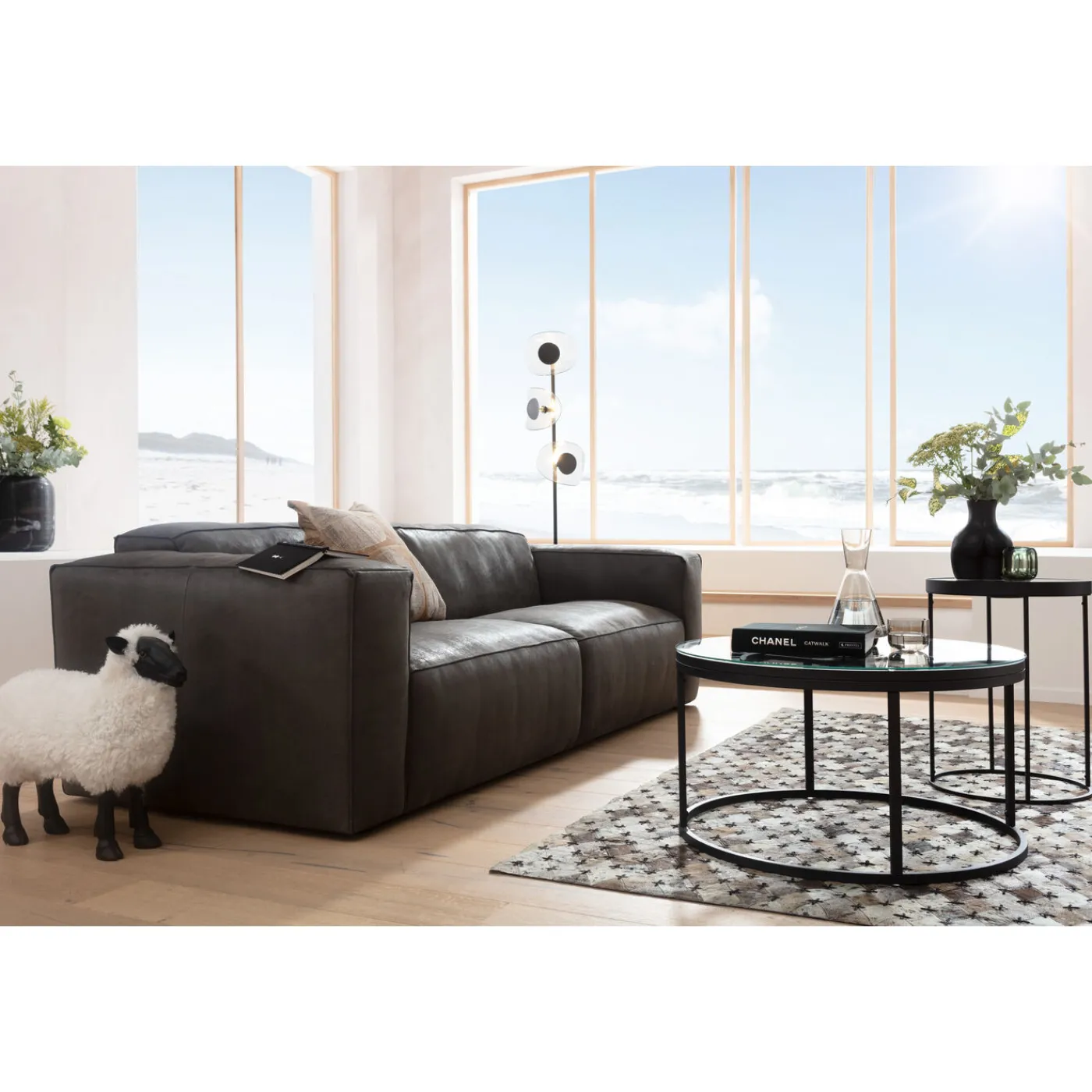 KARE Design Canapés Henry 3-Places Cuir Gris