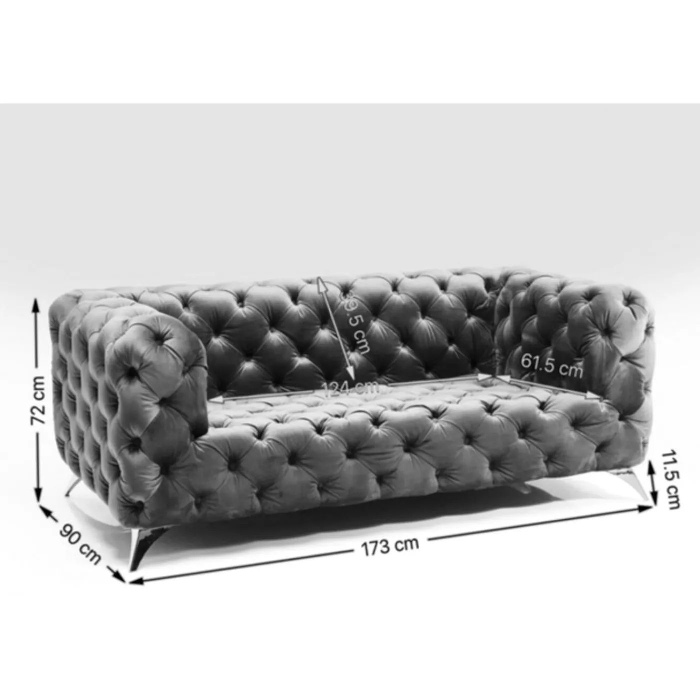 KARE Design Canapés Look 2-Places Velours Bleu