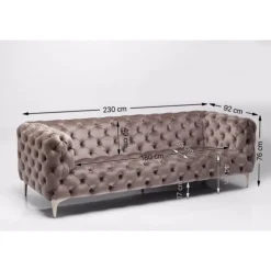 KARE Design Canapés Look 3-Places Velours Gris