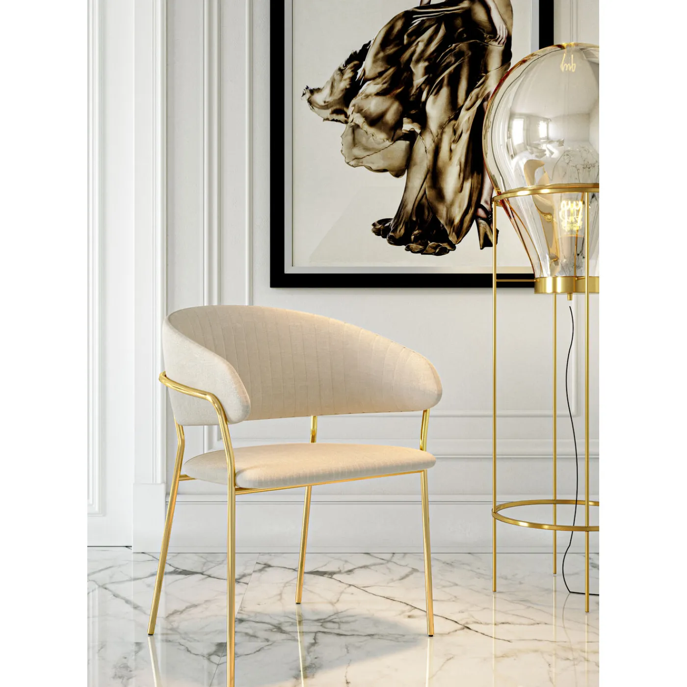 KARE Design Chaise A. Acc. Belle Velvet Creme (2/Set)