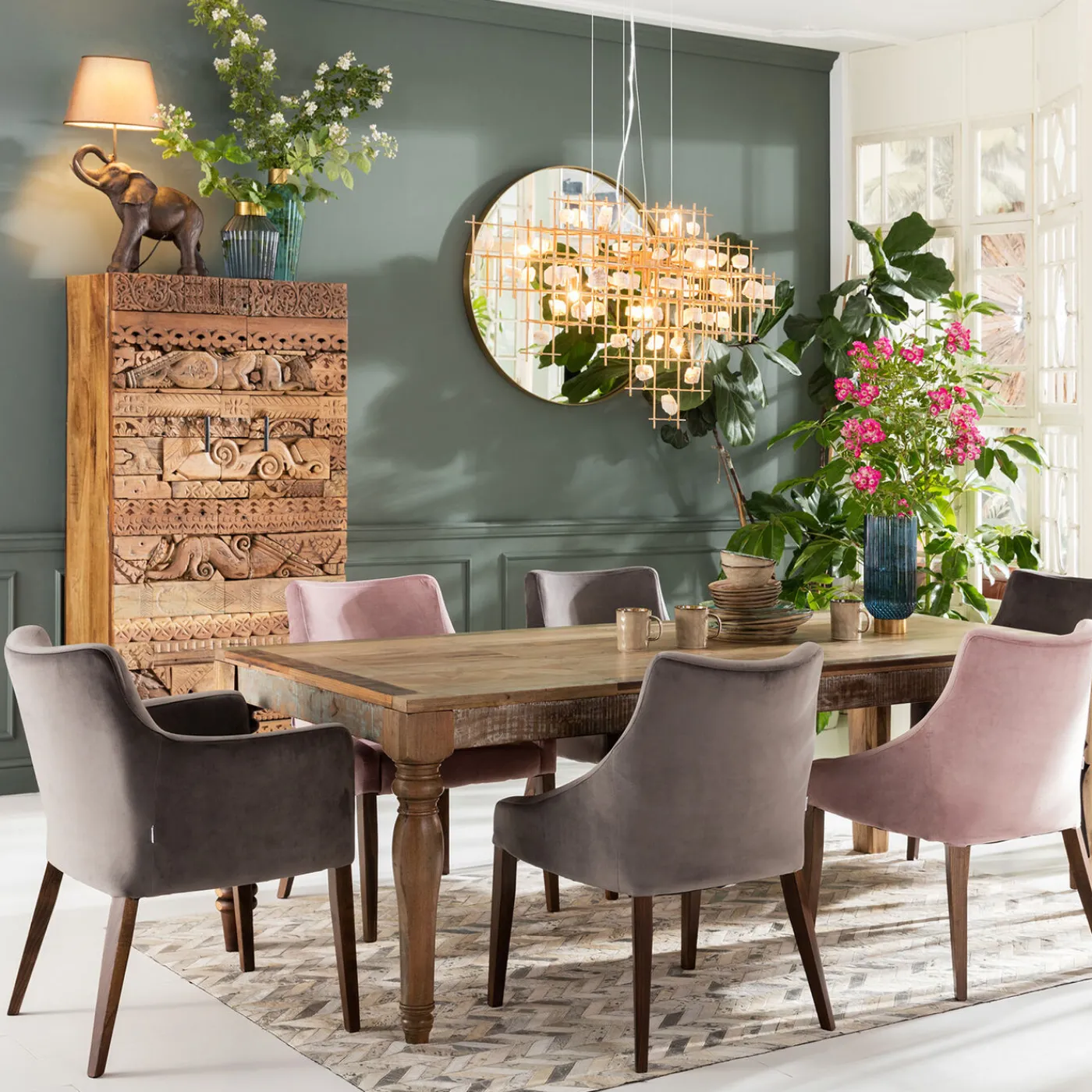 KARE Design Chaise A. Acc. Mode Velours Gris