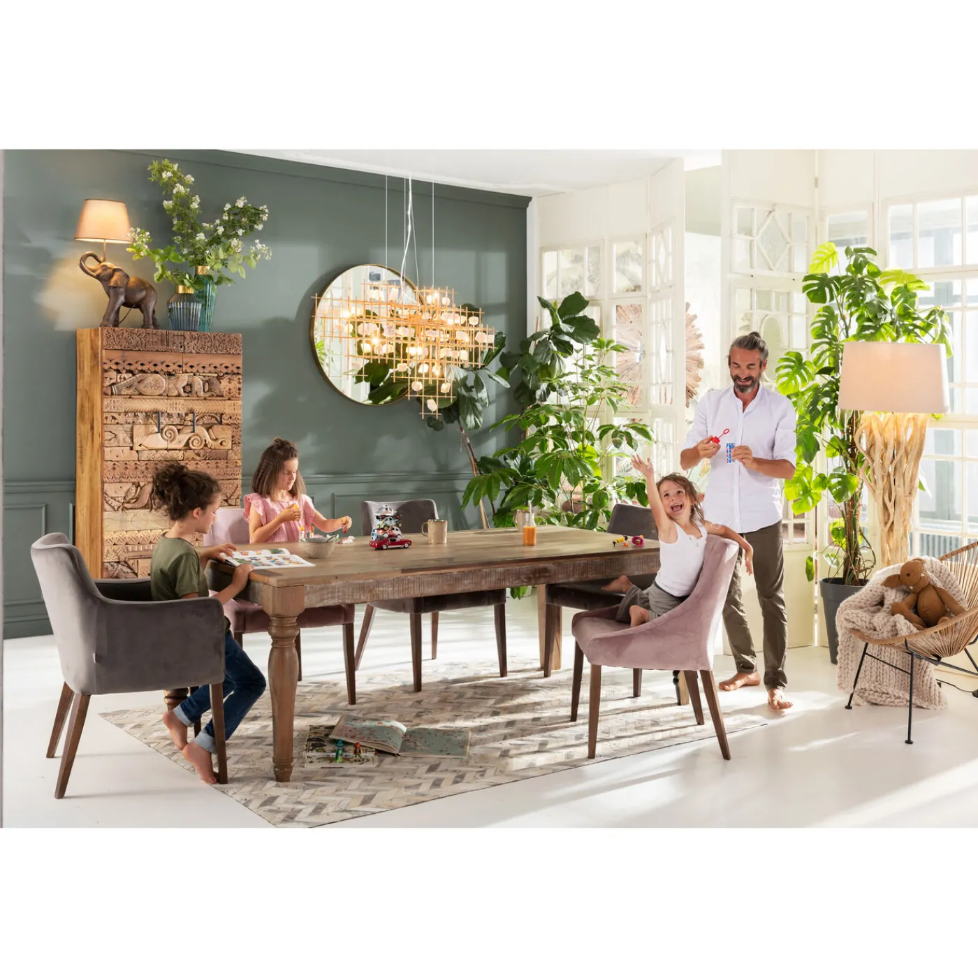 KARE Design Chaise A. Acc. Mode Velours Gris