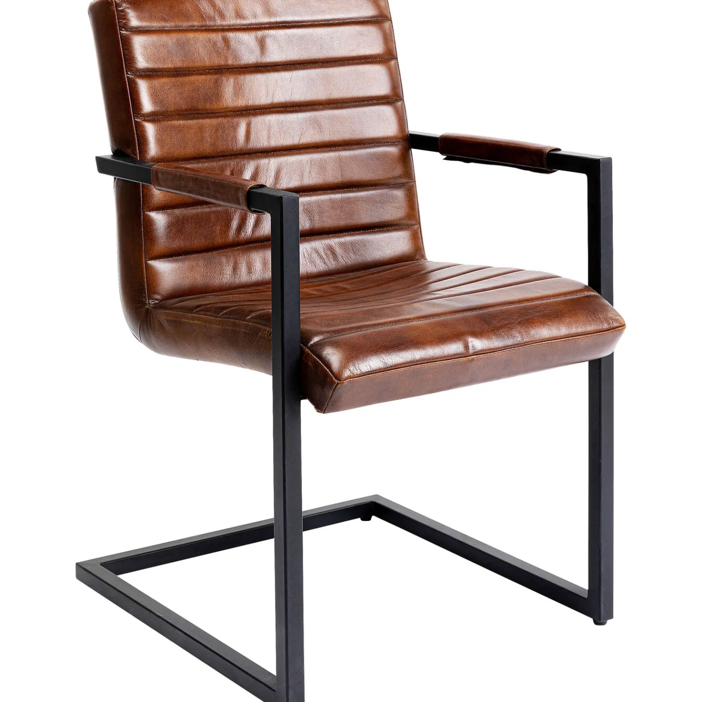 KARE Design Chaise Cantilever Lola Cuir Marron