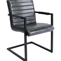 KARE Design Chaise Cantilever Lola Cuir Gris