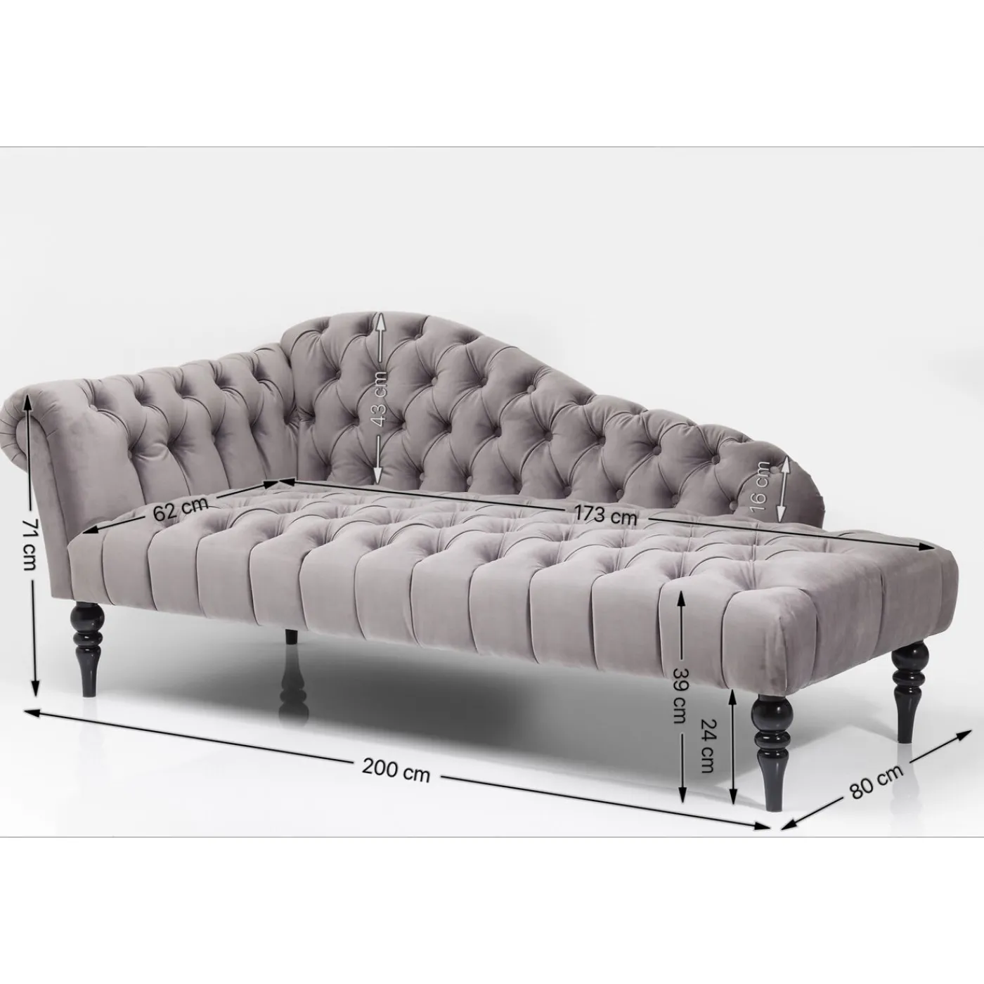 KARE Design Chaise Longue Desire Gris Argente