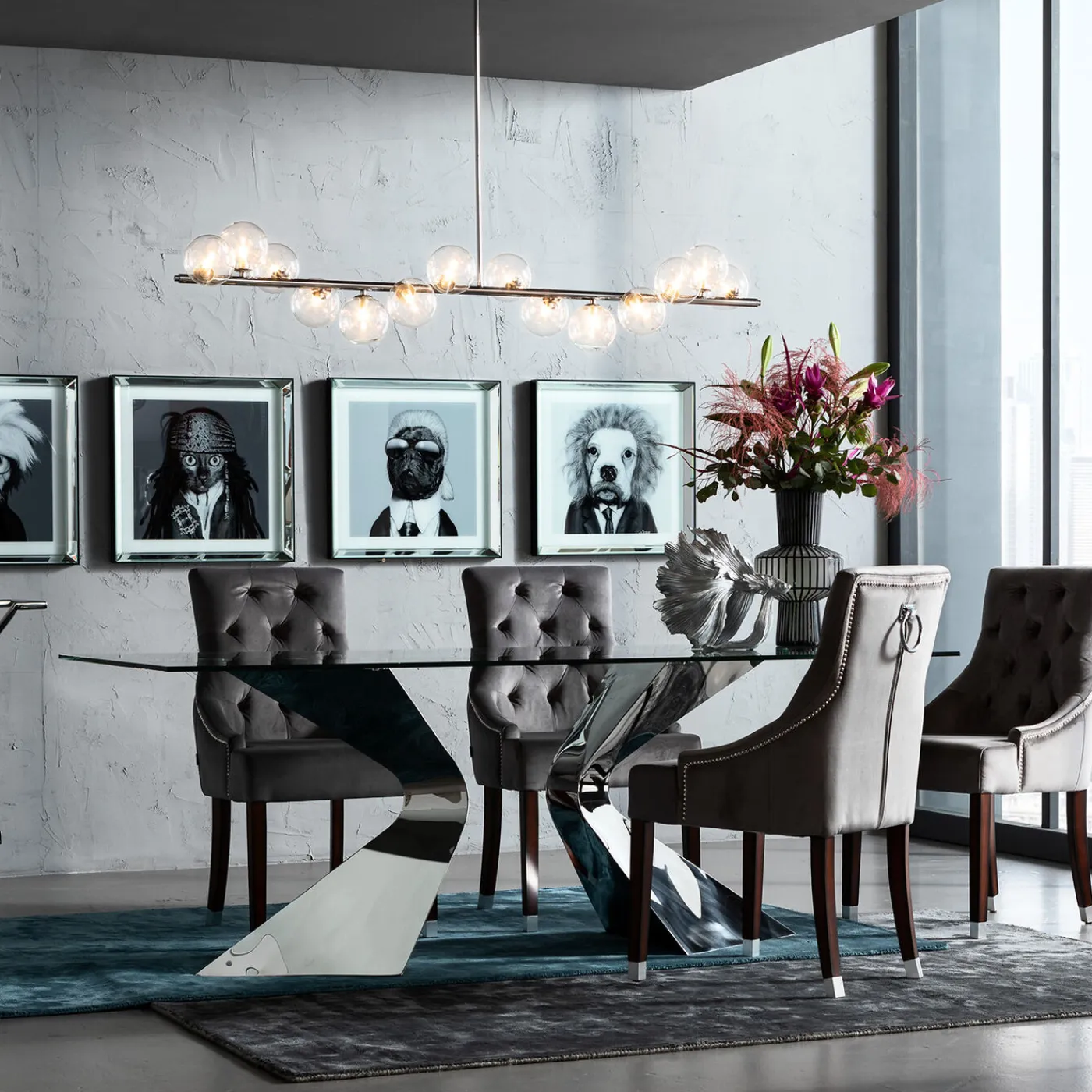 KARE Design Chaise Prince Velours Gris