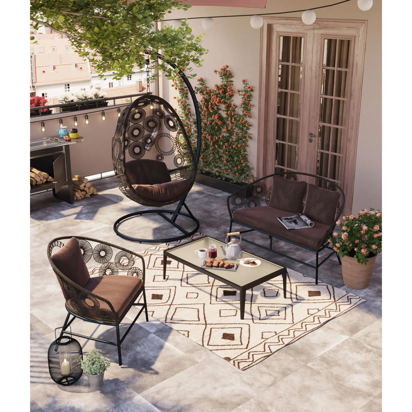 KARE Design Chaise Suspendue Ibiza Marron