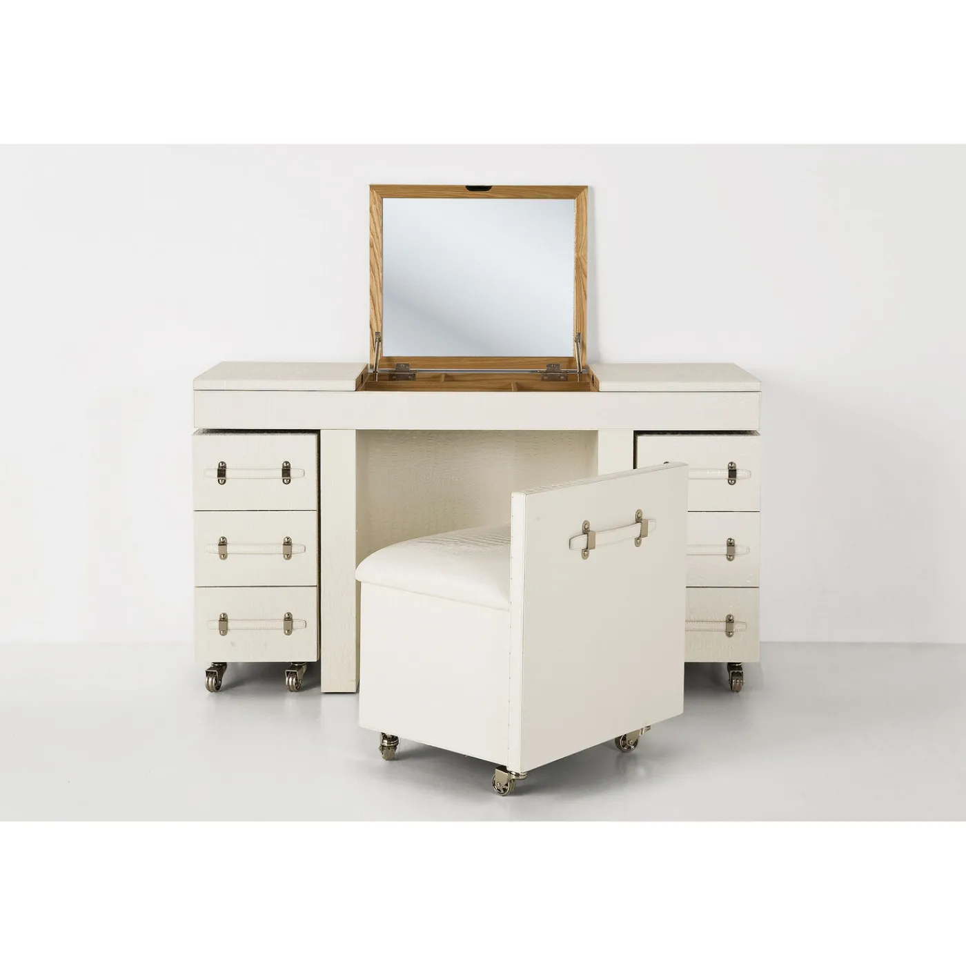 KARE Design Coiffeuse Diva Croco Blanche (4 Pcs)