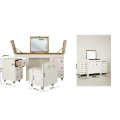 KARE Design Coiffeuse Diva Croco Blanche (4 Pcs)