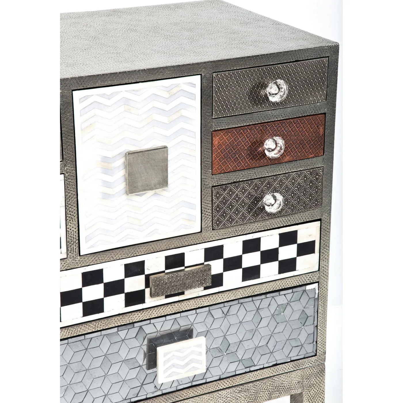 KARE Design Commode Haute Chalet Argent 13 Tiroirs