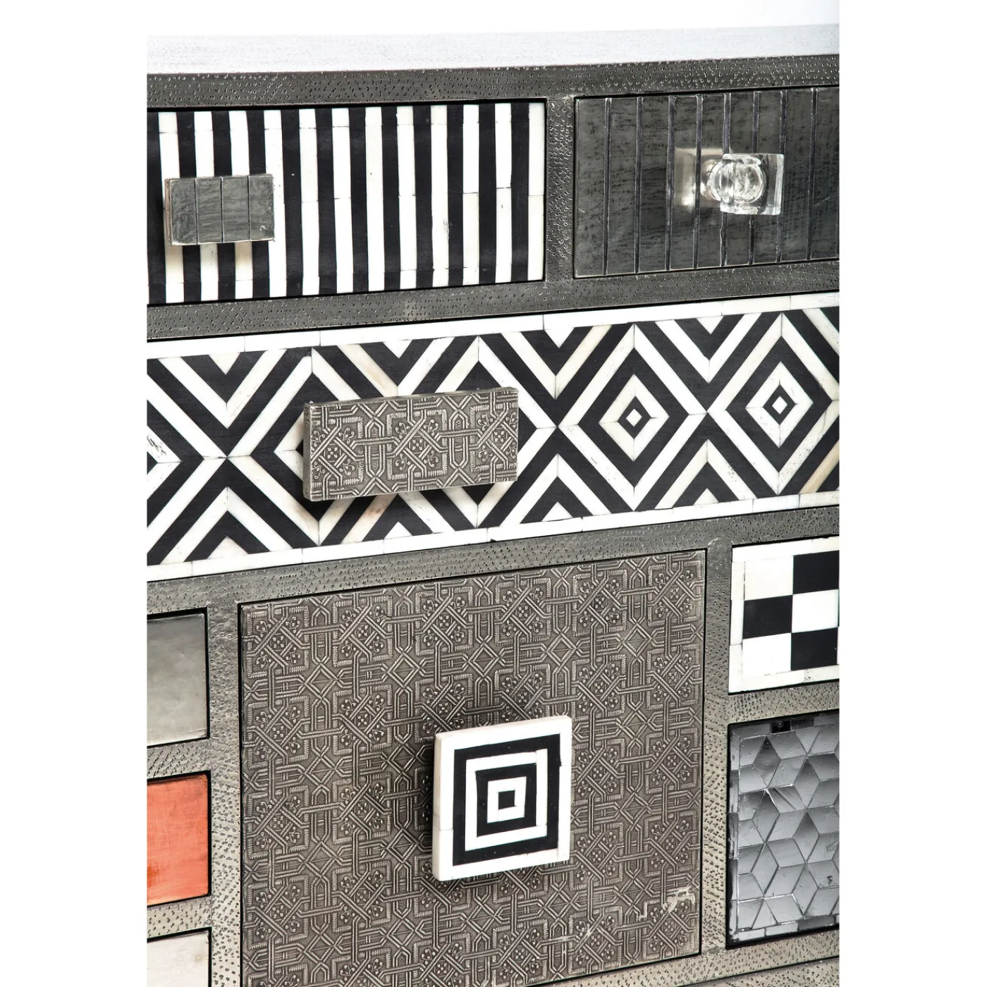 KARE Design Commode Haute Chalet Argent 13 Tiroirs