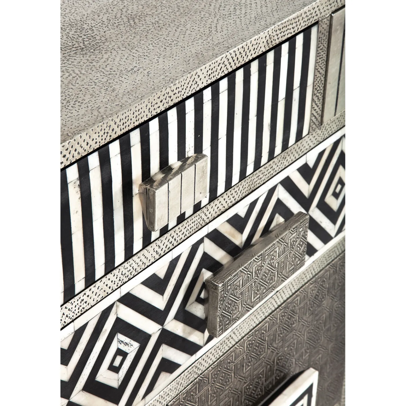 KARE Design Commode Haute Chalet Argent 13 Tiroirs