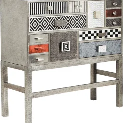 KARE Design Commode Haute Chalet Argent 13 Tiroirs
