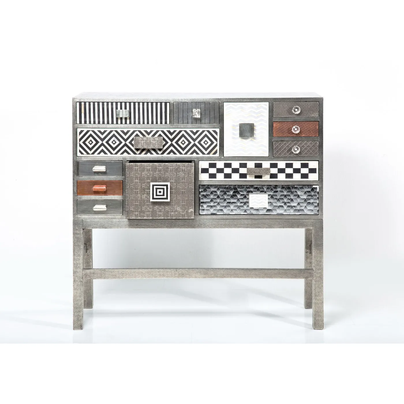 KARE Design Commode Haute Chalet Argent 13 Tiroirs