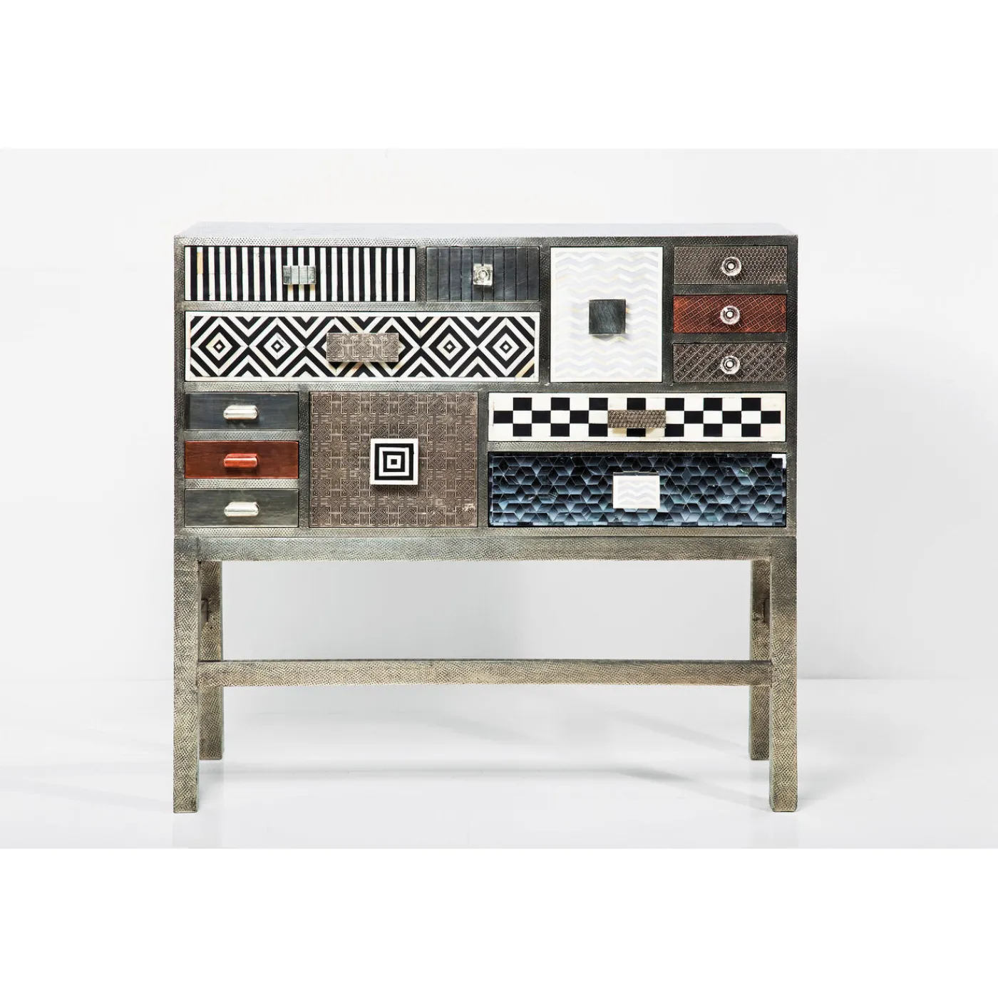 KARE Design Commode Haute Chalet Argent 13 Tiroirs