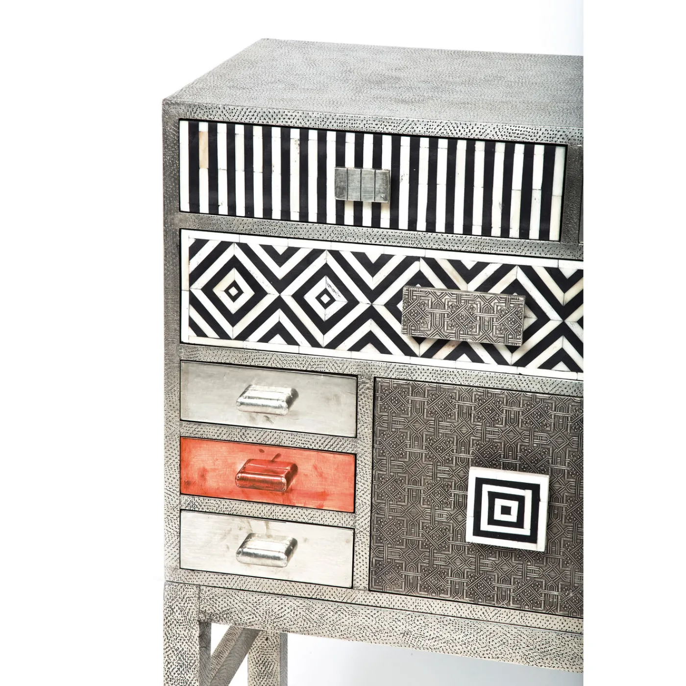 KARE Design Commode Haute Chalet Argent 13 Tiroirs