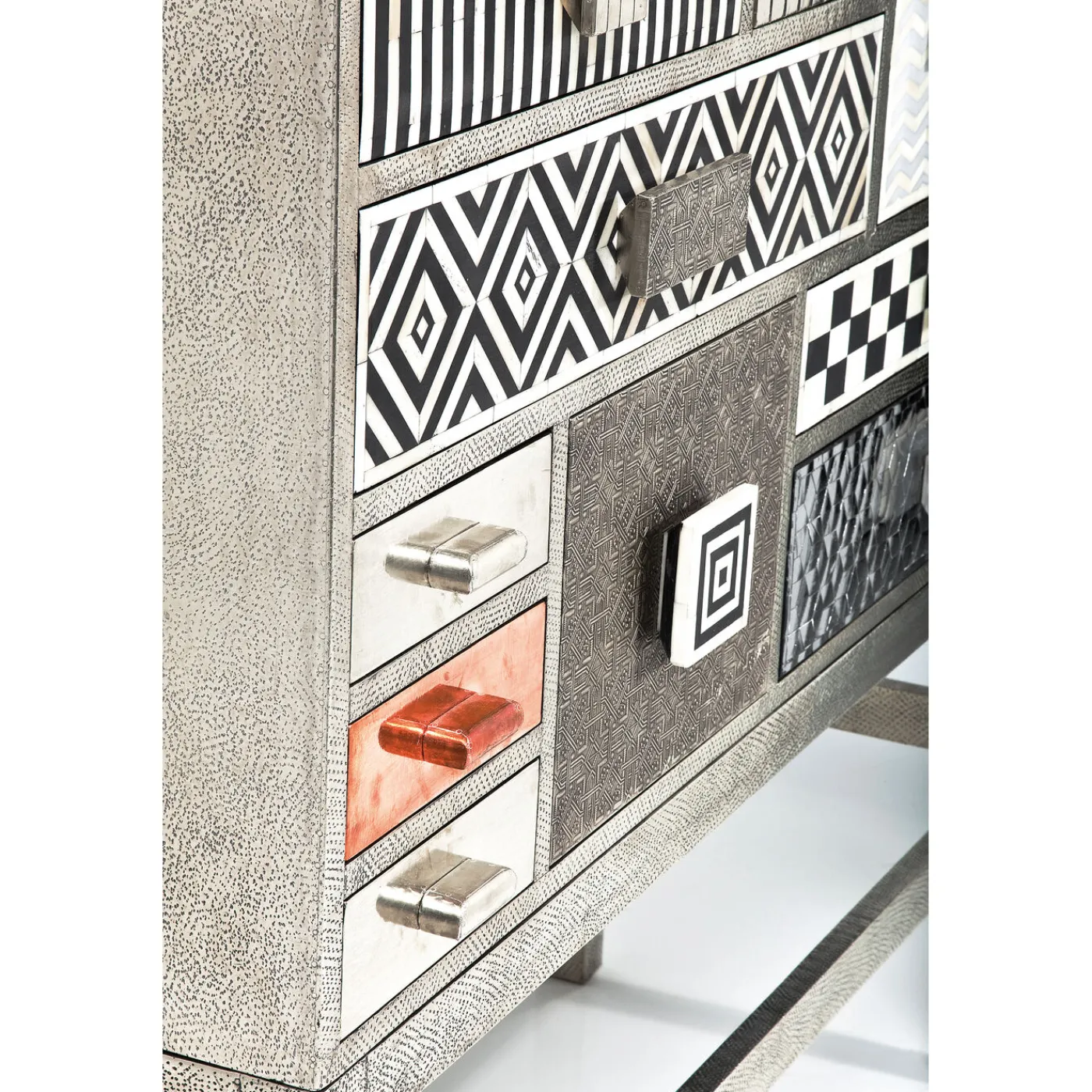 KARE Design Commode Haute Chalet Argent 13 Tiroirs