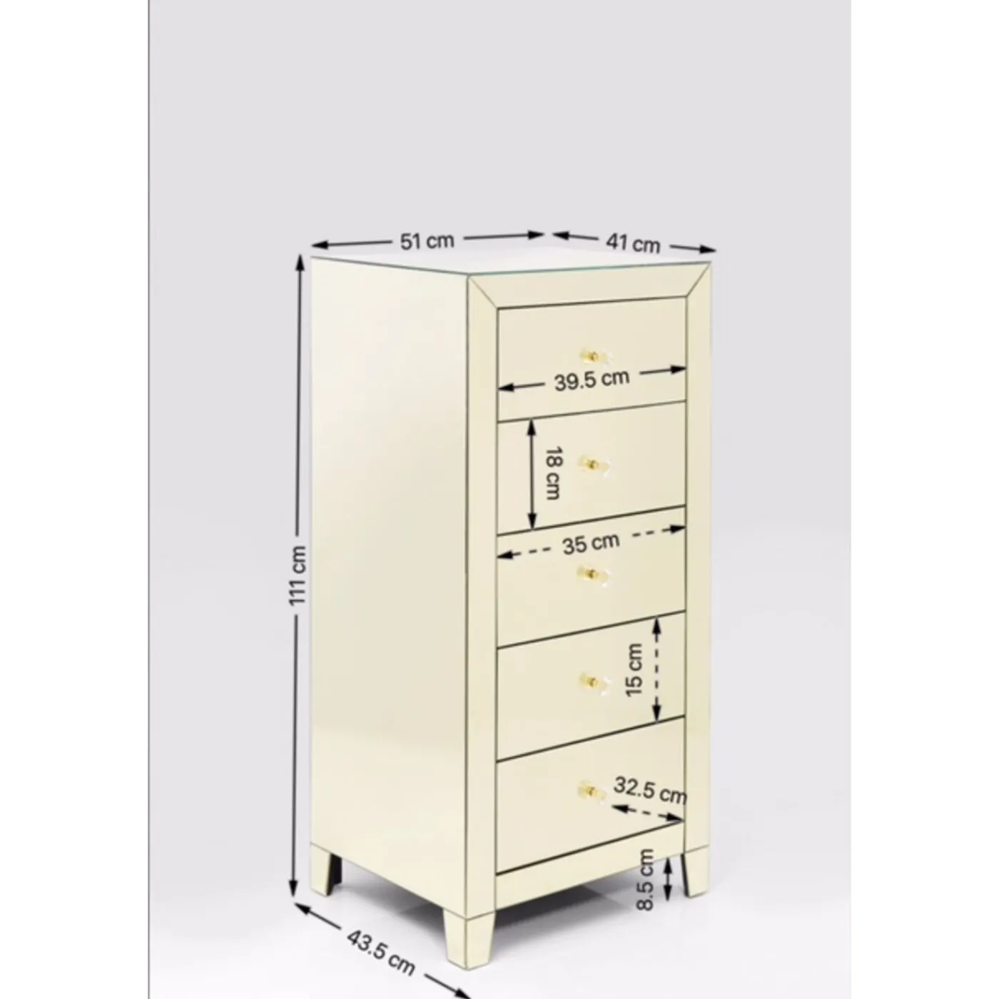 KARE Design Commode Haute Luxury Champagne 5-Tiroirs