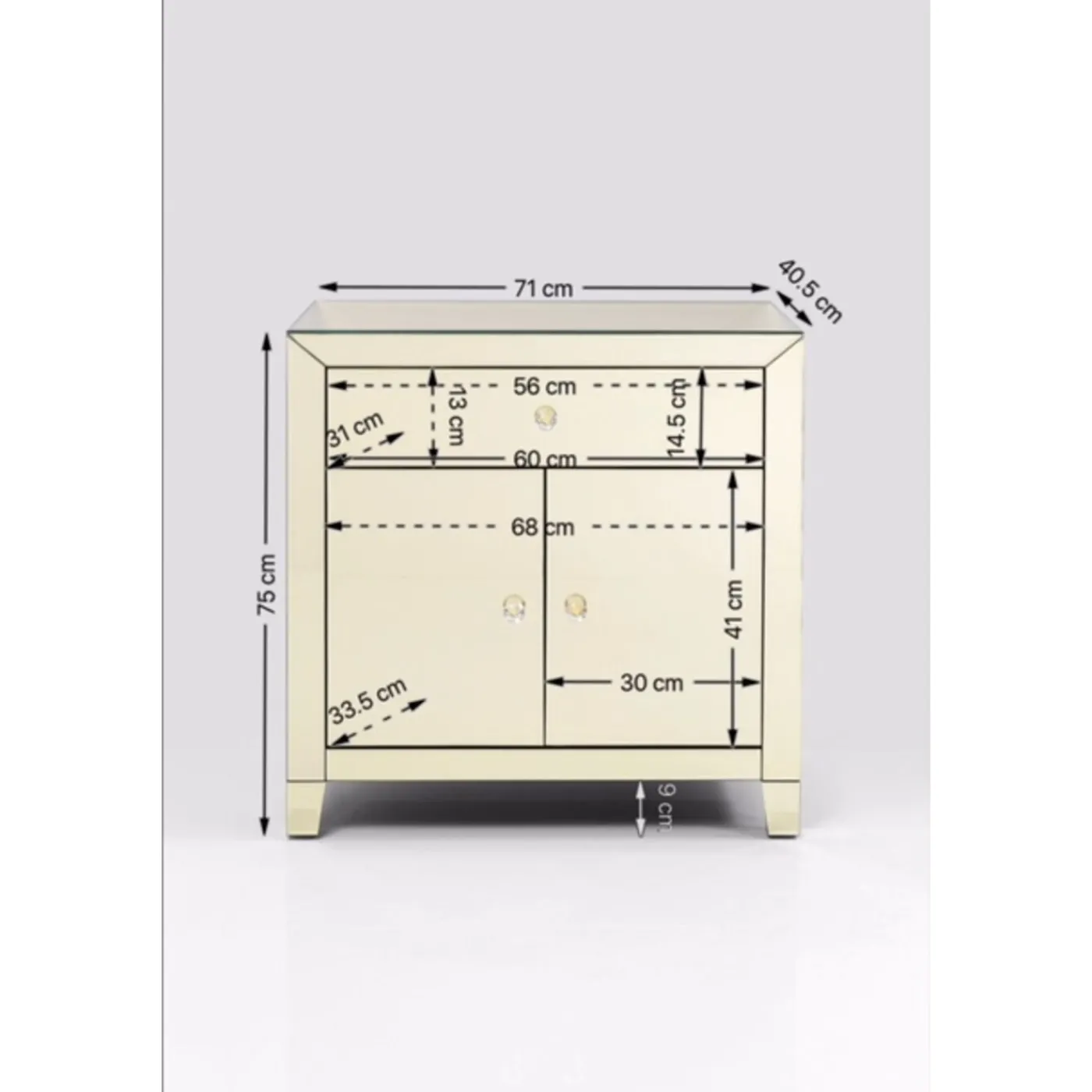 KARE Design Commode Luxury Champagne 2-Portes,1-Tiroir
