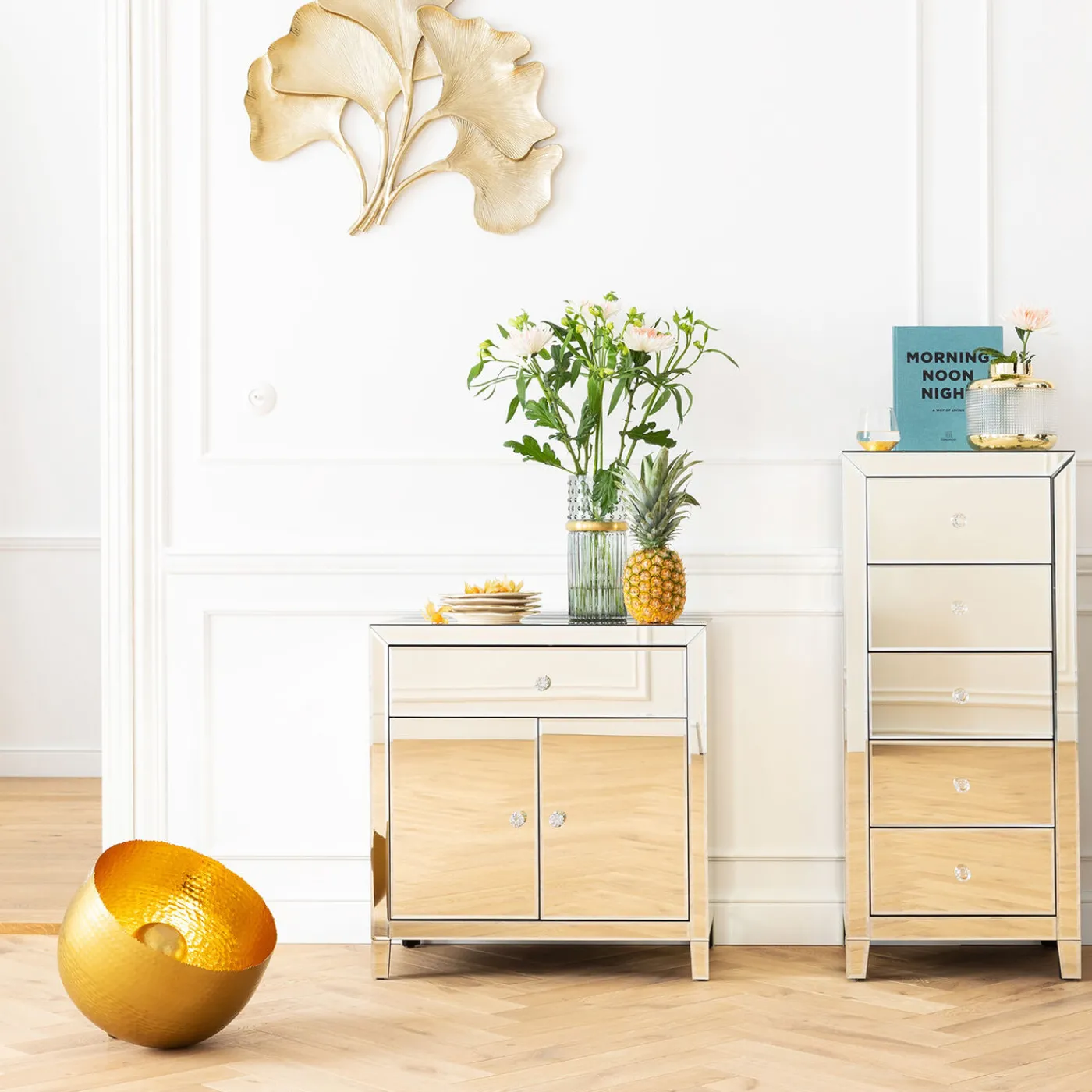 KARE Design Commode Luxury Champagne 2-Portes,1-Tiroir