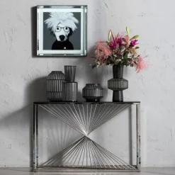 KARE Design Console Laser Argente-Verre Clair 120X40