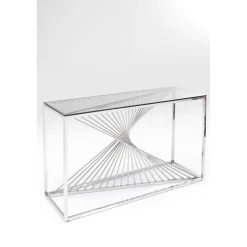 KARE Design Console Laser Argente-Verre Clair 120X40