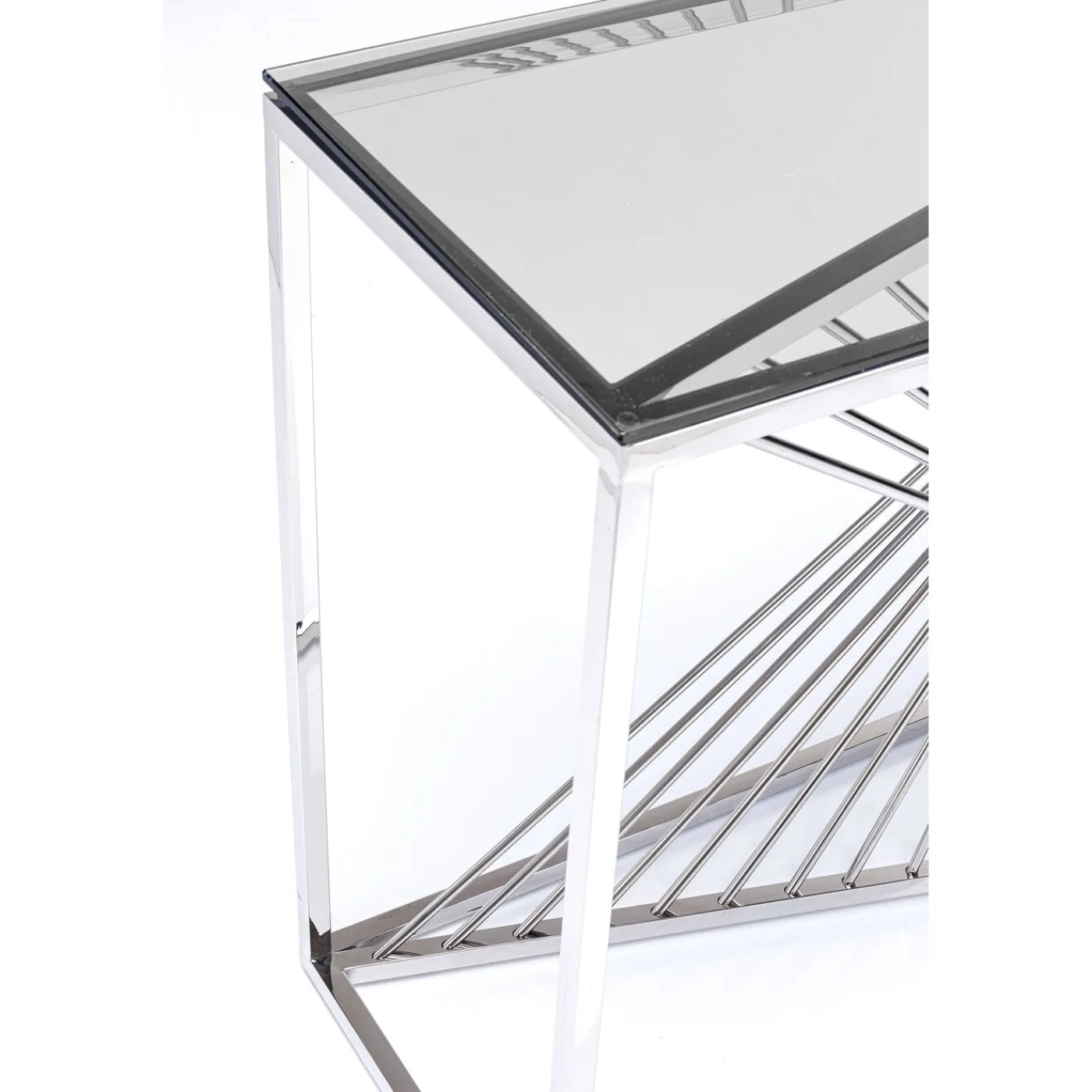 KARE Design Console Laser Argente-Verre Clair 120X40