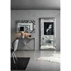 KARE Design Console Laser Argente-Verre Clair 120X40