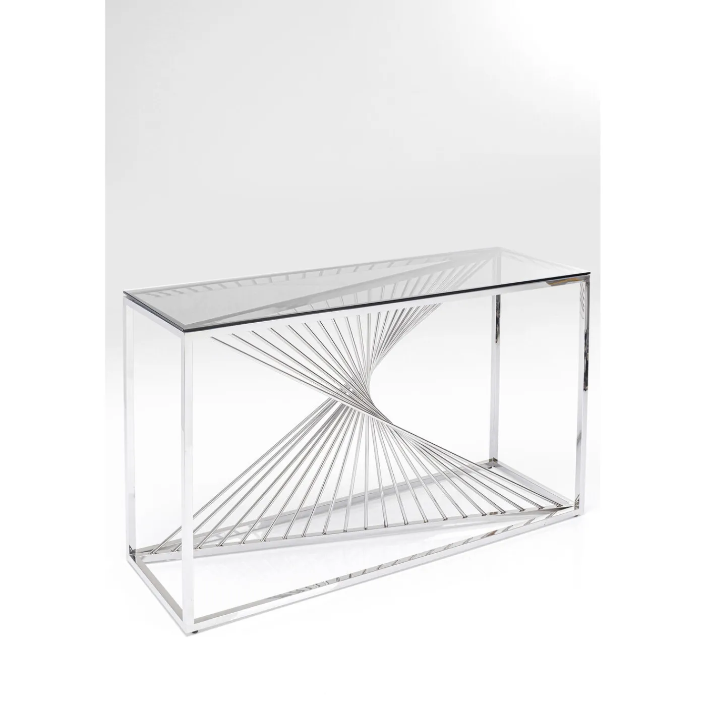 KARE Design Console Laser Argente-Verre Clair 120X40