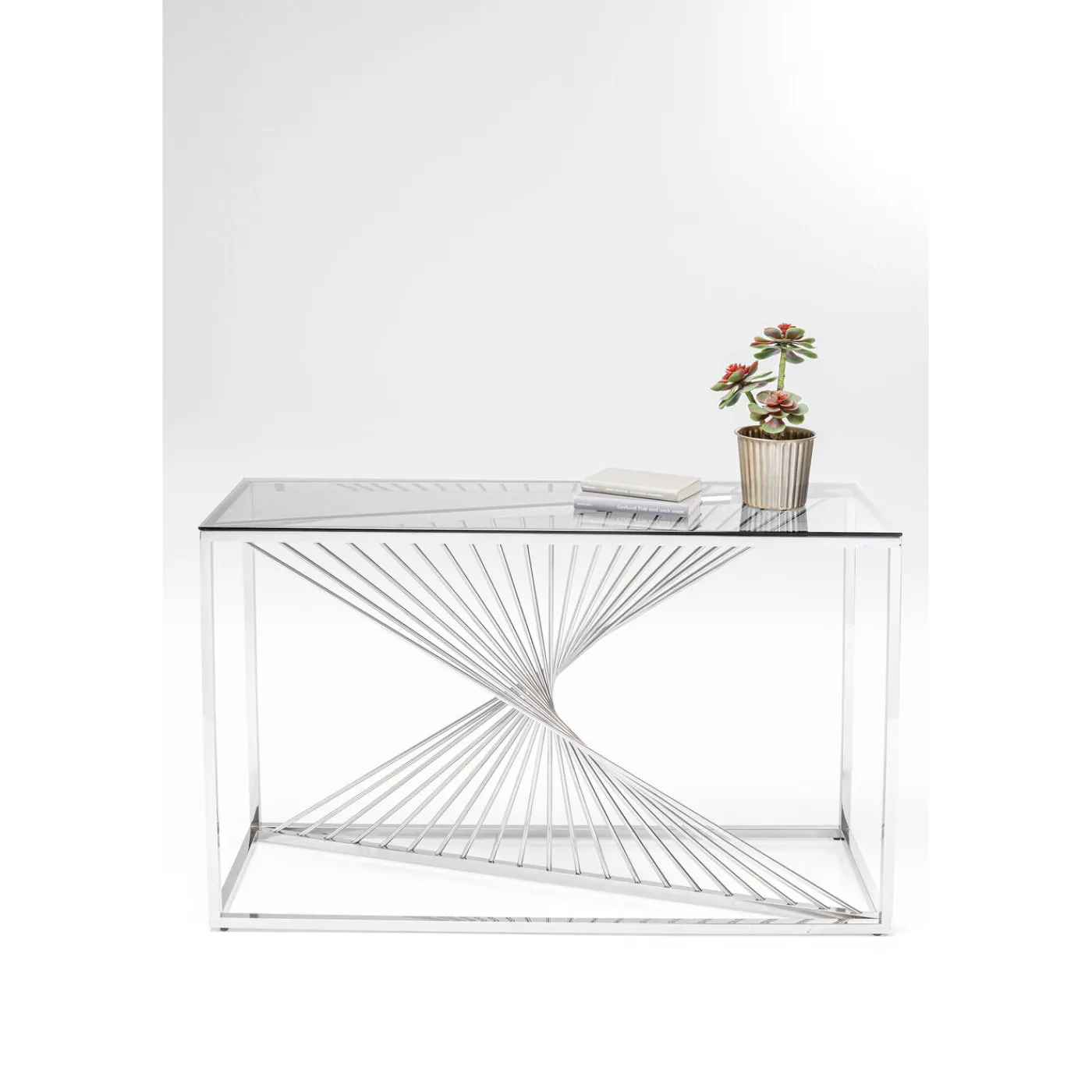 KARE Design Console Laser Argente-Verre Clair 120X40