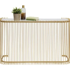 KARE Design Console Wire Verre Marbre Dore 142X89Cm